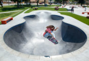 Ghost Bowl Lancaster Skatepark California Jane Reynolds Frontside Air Black Pool Coping