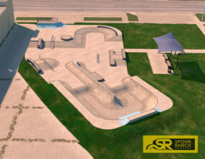 Enid Skatepark in Oklahoma With Wrap Around Bowl Hubba Rails and Sloppy Curb