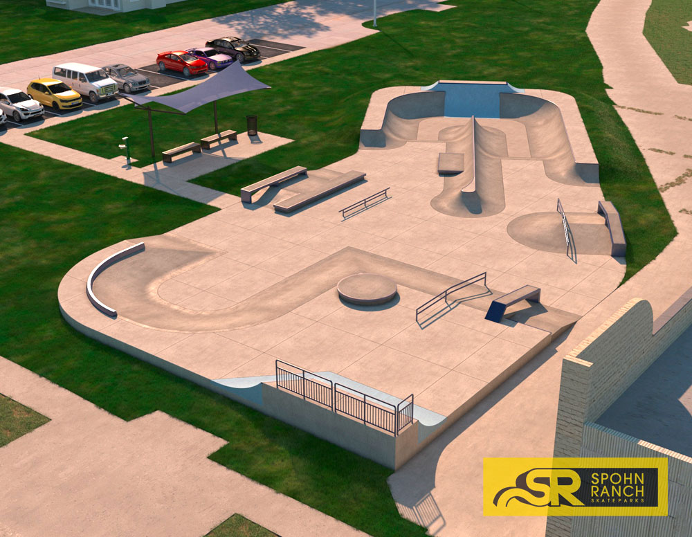 Enid Skatepark Oklahoma Circle Manual pad Railed Transition Deck and Euro Gap