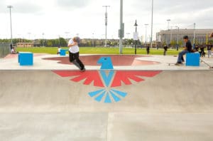 Backside Overcrooks over the Tustin Skatepark Eagle Spohn Ranch