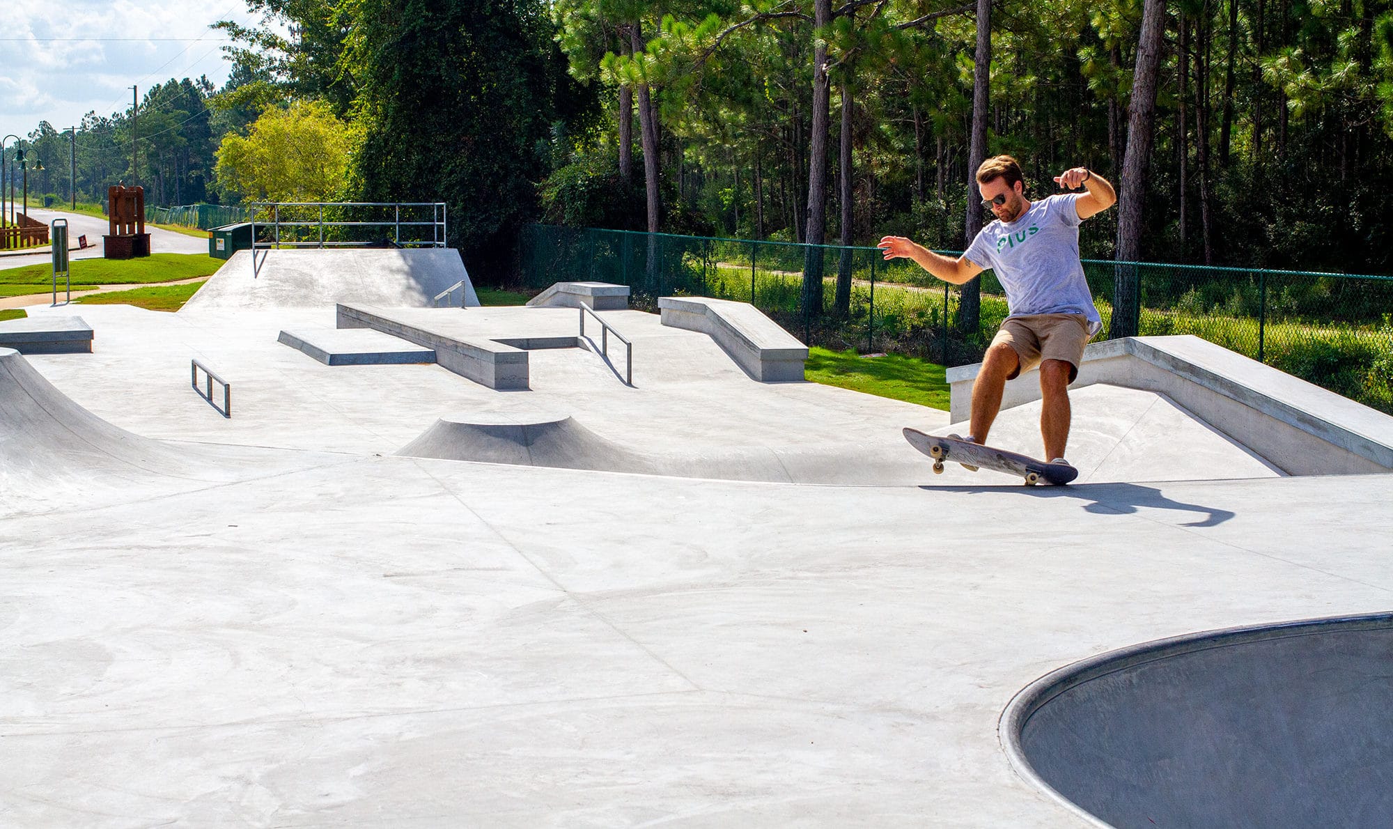 frontside 5.0 in the turnaround transition at the Walton County Skatepark