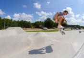 A Walton County Skatepark backside flip