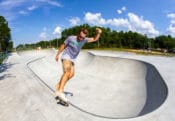 Feeble at the bowl in Walton County Skatepark