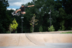 Blasting huge backside air at Shoreview Skatepark by Spohn Ranch