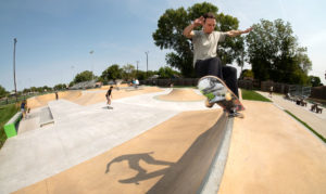 Frontside 5.0 on the bank to wall in Norfolk Skatepark Nebraska