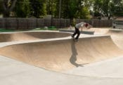 Backside in the U Bowl at Norfolk Skatepark Nebraska