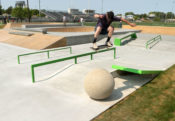 Norfolk Skatepark Nebraska giving you the balls to ollie over one