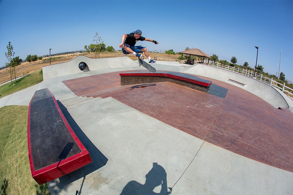 Frontside Flip by Jake Wooten up the Euro Gap at Perris Skatepark