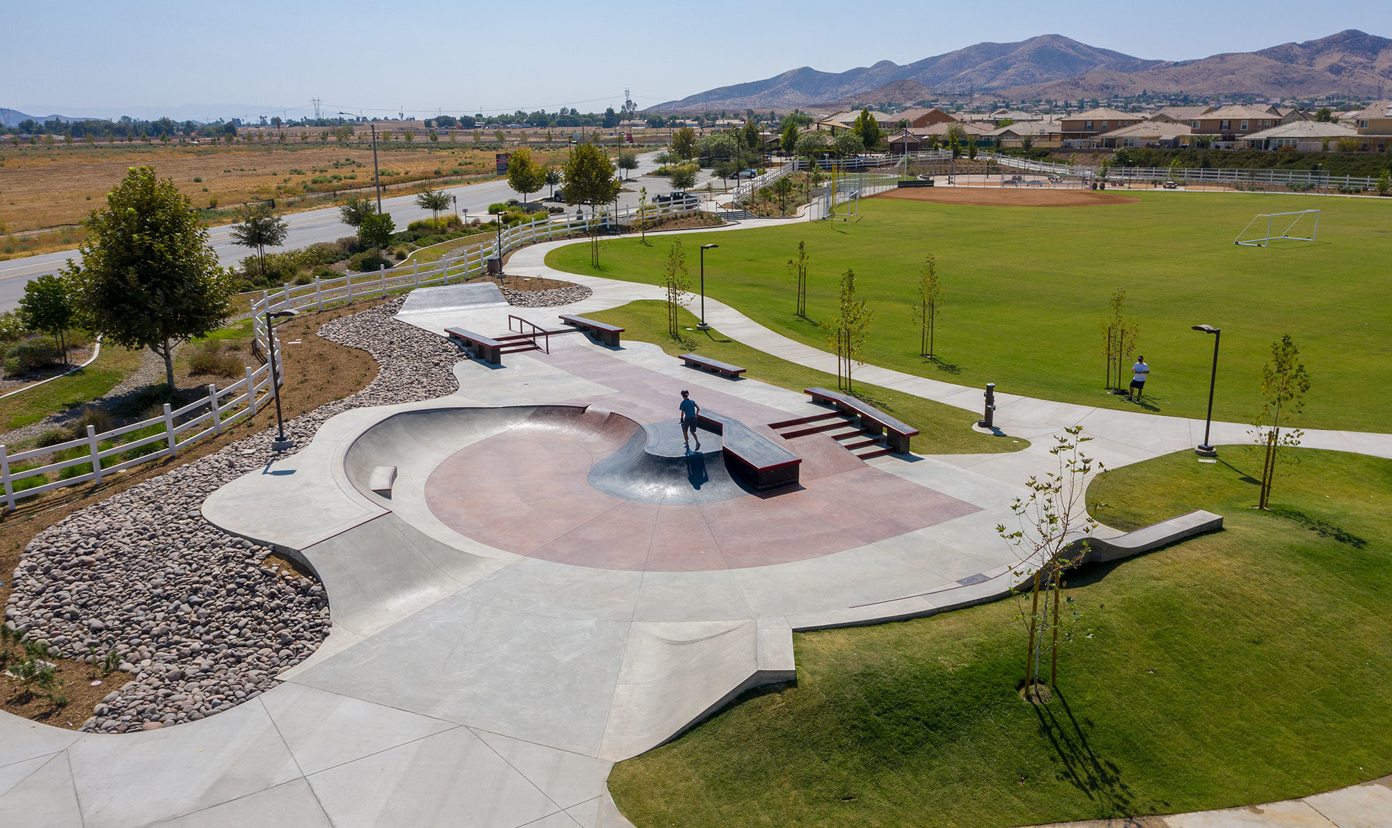 Perris Skatepark Drone Shot Baseball and Soccer field