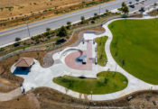 Embedded in a trail of trees and pathways Perris Skatepark