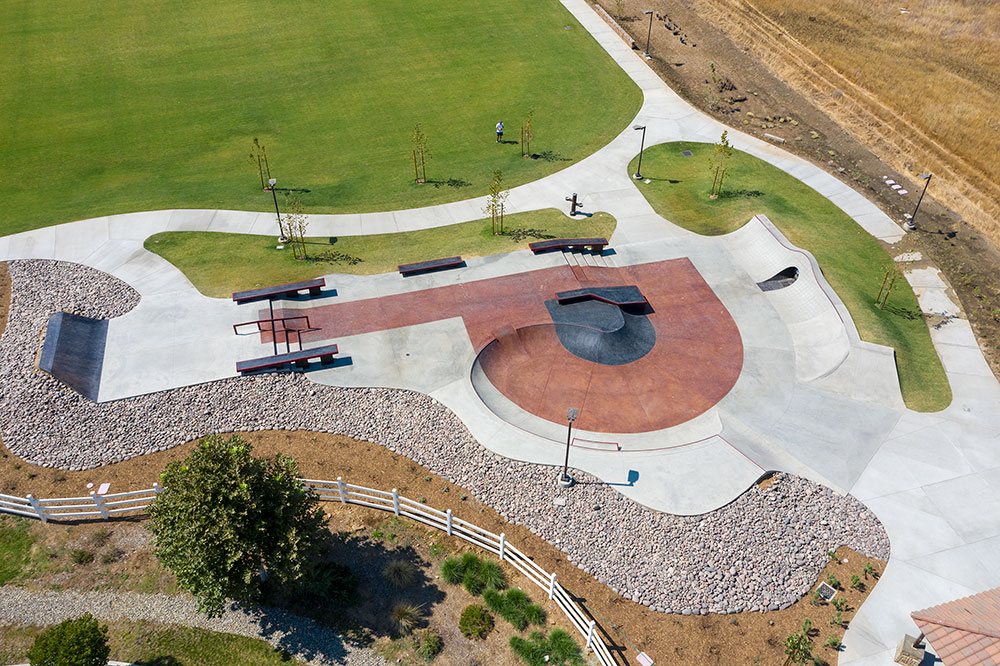 Rocks providing support at Perris Skatepark