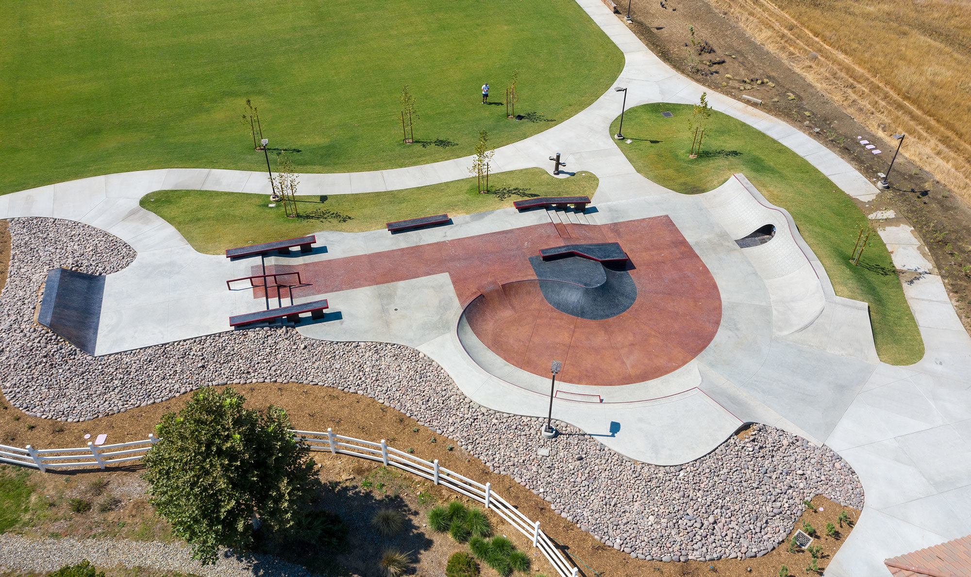 Rocks providing support at Perris Skatepark