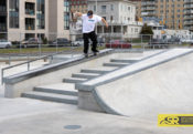 Photographer Mike Heikkila backside 50 Rockaway Skatepark by Spohn Ranch