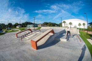 The street plaza at Carrollwood Skatepark in Tampa FL with Cesar Fernandez