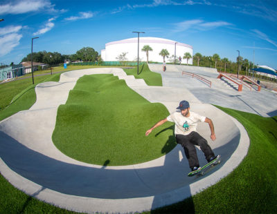 Carving a pump track at Carrollwood Skatepark, Tampa FL