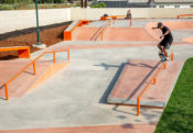 Maurio McCoy Crooks over the Manny pad at El Monte Skatepark