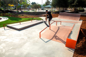 Noseblunt on the A-Frame at Gibson Mariposa Skatepark in El Monte, CA of Skateboard Professional Maurio McCoy