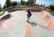 Butterfly Bowl at Gibson Mariposa Skatepark in El Monte, CA with Robby doing a blunt