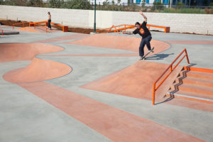 Robby blunt into the bank at Gibson Mariposa Skatepark in El Monte, CA