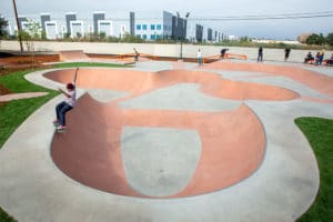 Smith Grind of Robby in the Butterfly Bowl Gibson Mariposa Skatepark in El Monte, CA