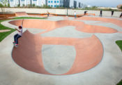 Smith Grind of Robby in the Butterfly Bowl Gibson Mariposa Skatepark in El Monte, CA