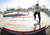 Frontside Crookedgrind at the Ed Day Memorial Skatepark in Gibson City, IL