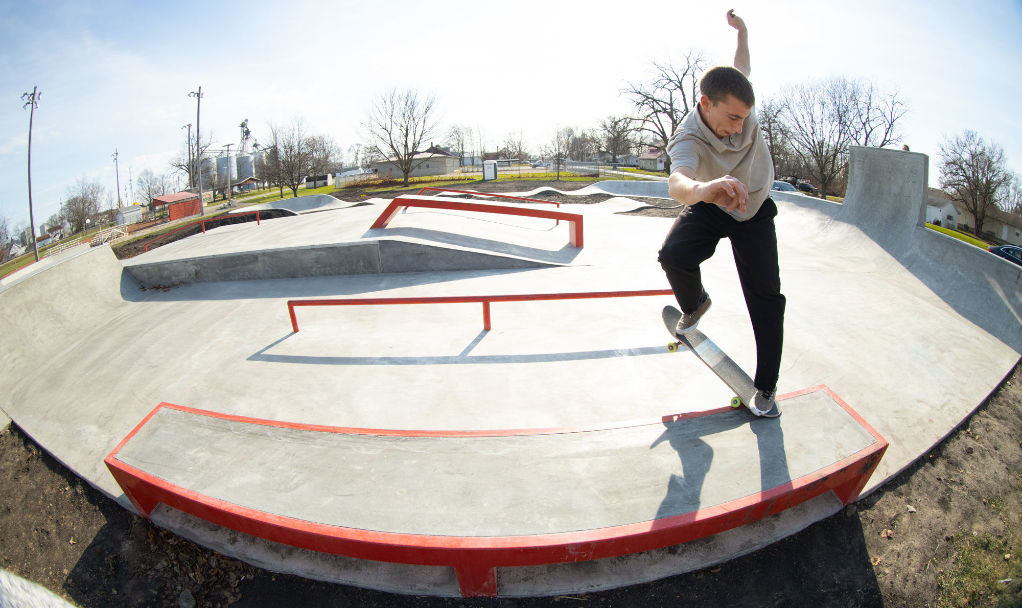 Frontside Crookedgrind at the Ed Day Memorial Skatepark in Gibson City, IL