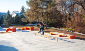 Frontside Blunt on the flat bar at Milford Skatepark Designed and Built by Spohn Ranch
