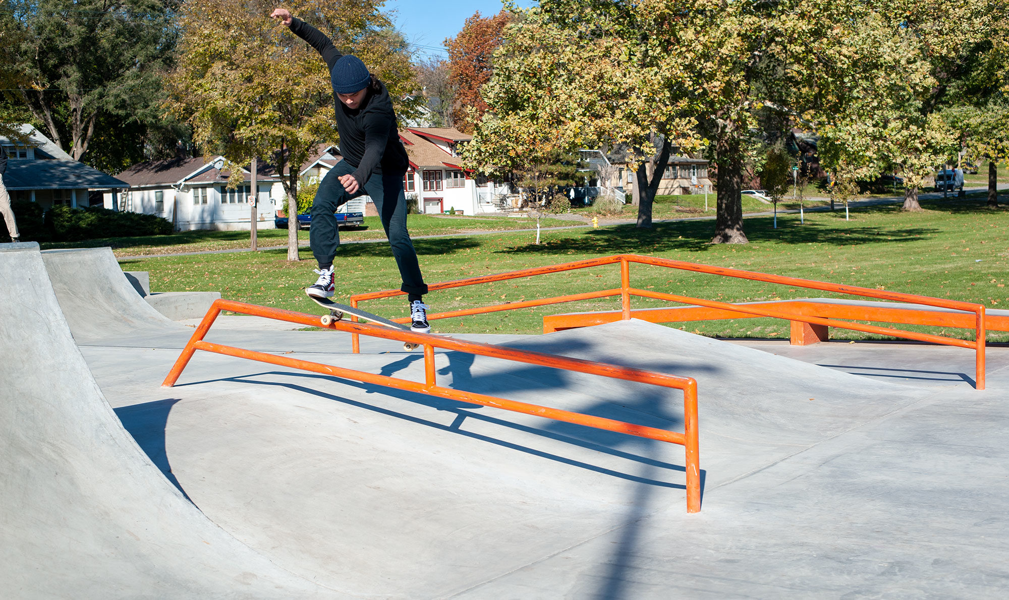 Frontside smith at West Des Moines Iowa Skatepark by Spohn Ranch