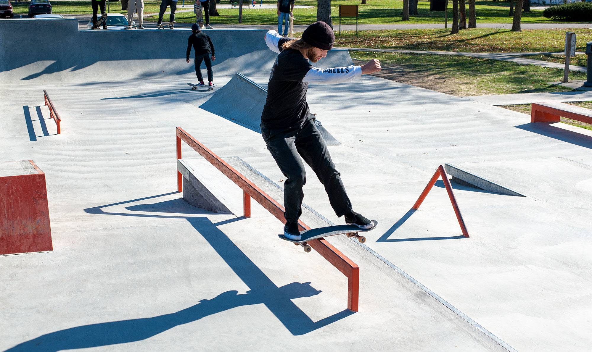 West Des Moines Iowa Skatepark by Spohn Ranch frontside lip slide