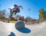 Treflip over the ball at West Des Moines Iowa Skatepark by Spohn Ranch