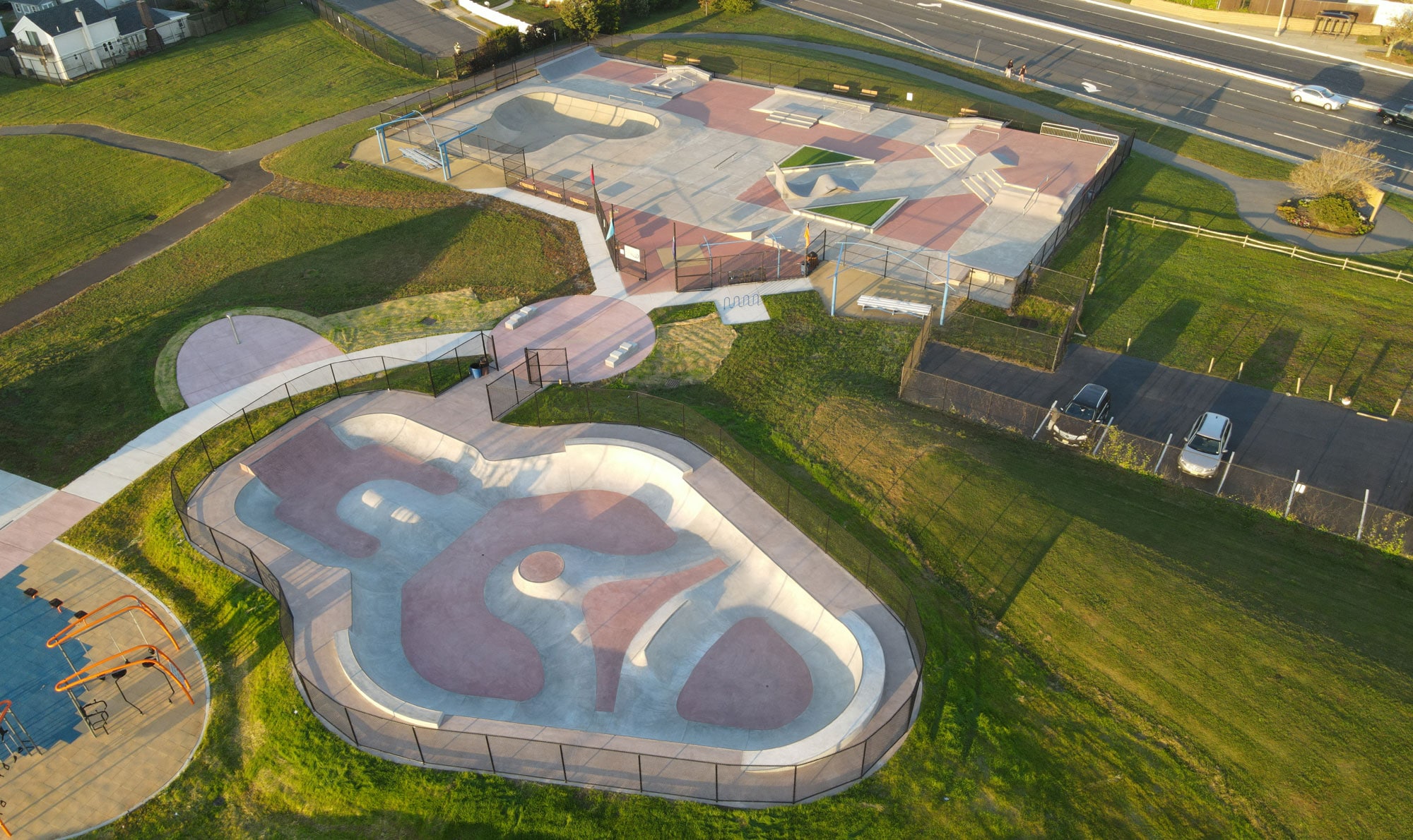 A phase 2 of a skatepark build, in Long Branch, NJ Designed and built by Spohn Ranch