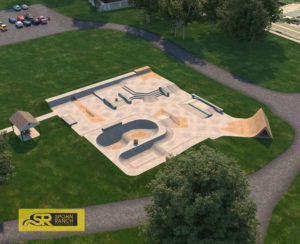 Spohn Ranch skatepark design with bowl and street section Medina Skatepark in NY