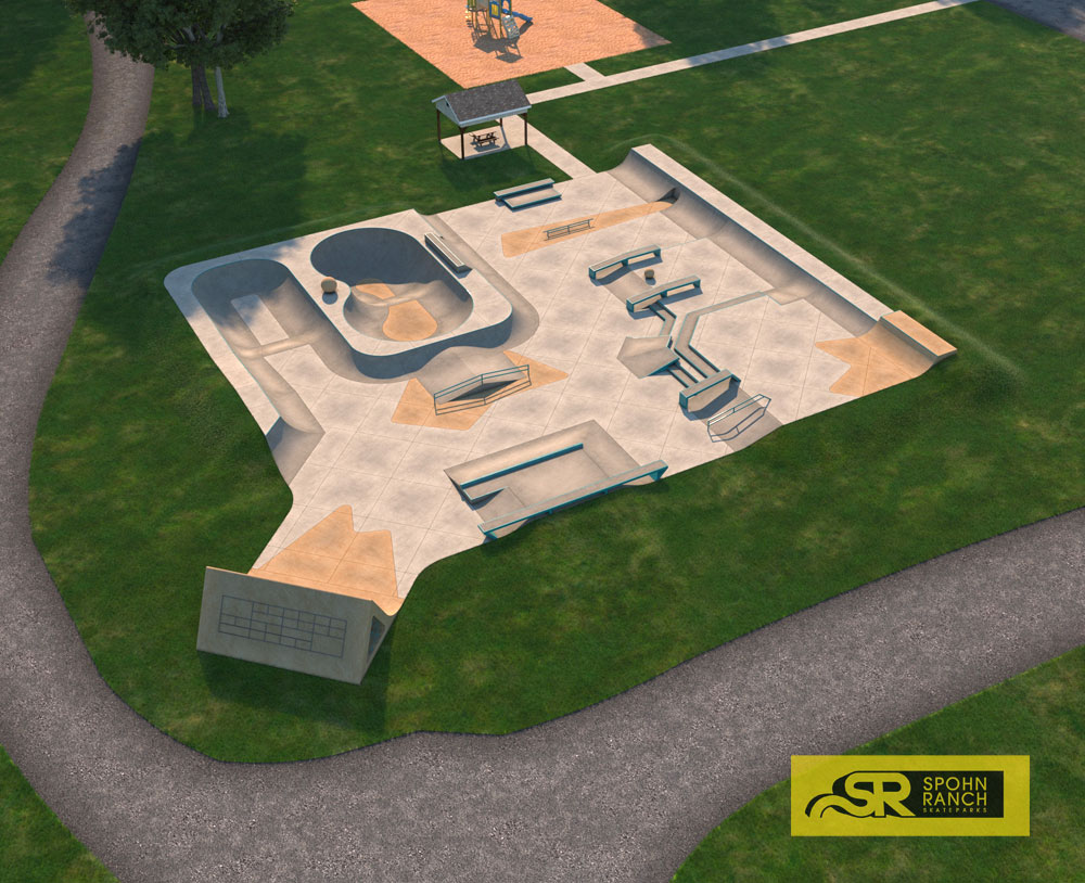 Medina Skatepark in New York by Spohn Ranch with Bowl and Street park