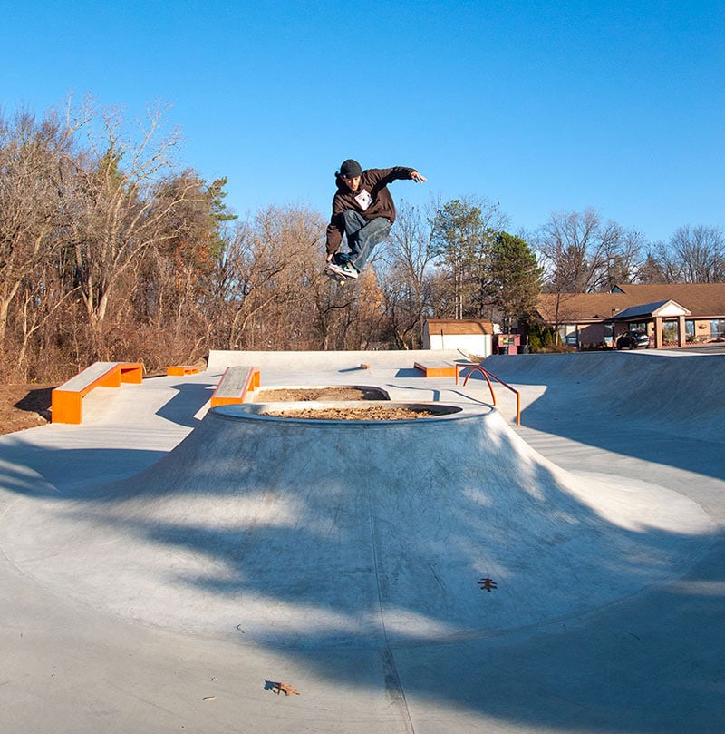 Air over the volcano at Milford Michigan Skatepark