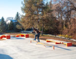 A frontside blunt side at a skatepark filled with Rails, Hubbas, Ledges, Transition, Volcano and tons of shade