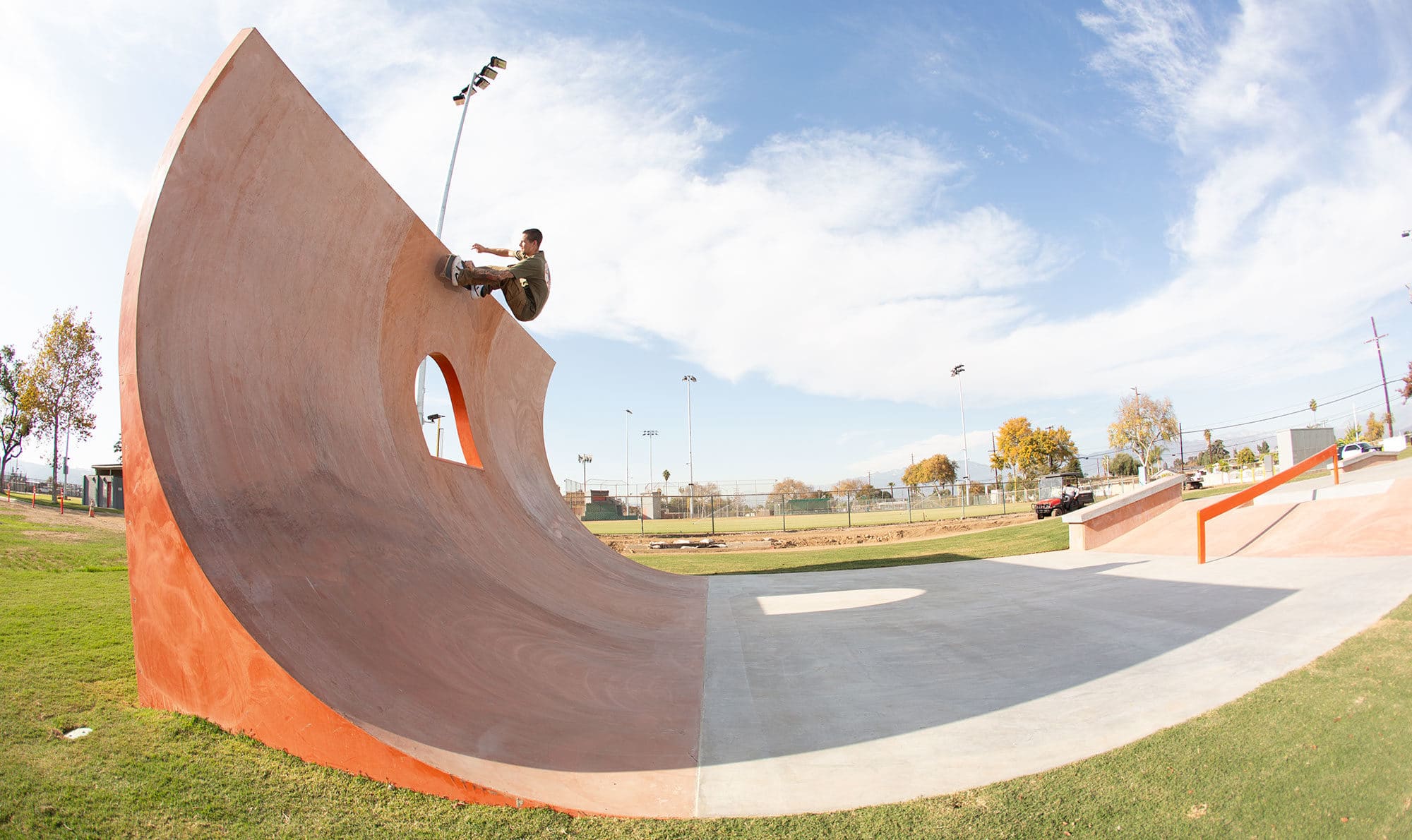 Craig Edwards Frontside Grind over the La Puente Skatepark Beast Designed and Built by Spohn Ranch