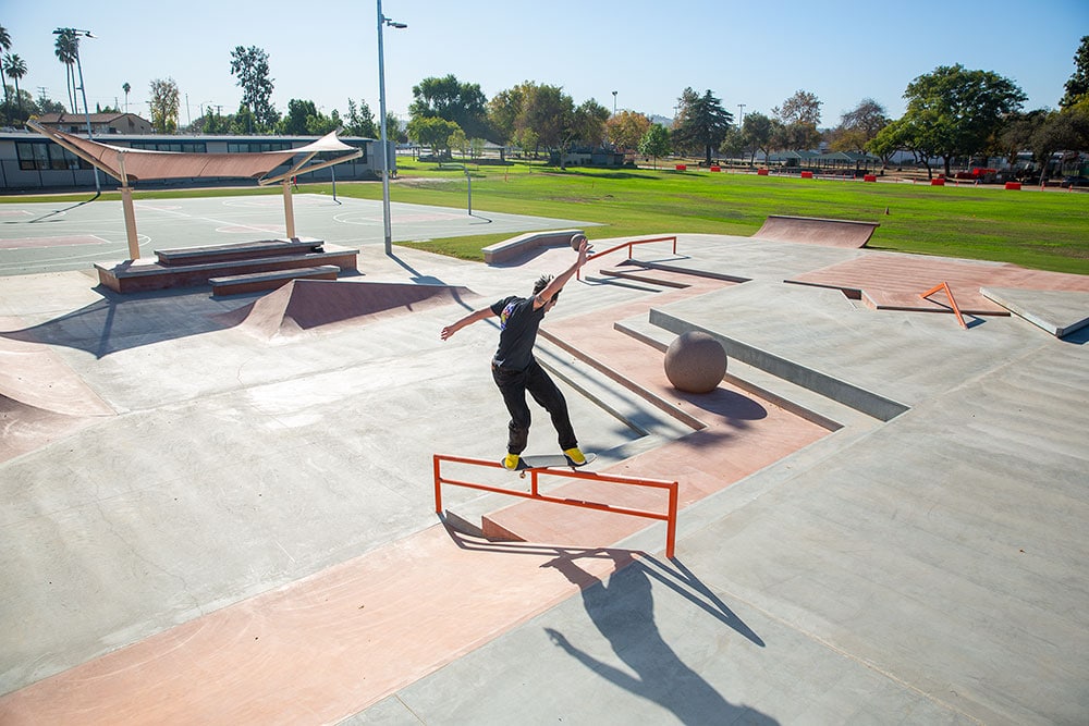 Hurricane on the handrail at La Puente Street Plaza by Matt Berger