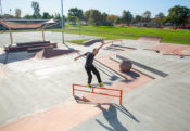 Hurricane on the handrail at La Puente Street Plaza by Matt Berger