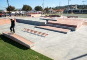 Nosegrind up and down the A Frame ledge by Flip Pro Matt Berger in La Puente, CA