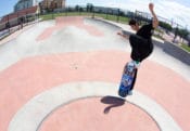 Nico blunt fakie at 7 president skatepark on the volcano transition