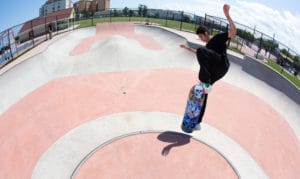 Nico blunt fakie at 7 president skatepark on the volcano transition