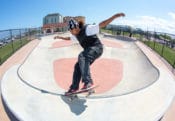 Transition bowl extension nosegrind in Long Branch Skatepark, NJ