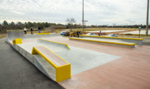 Spohn Ranch design and built Mecklenburg Skatepark in North Carolina with hubbas, ledges and rails