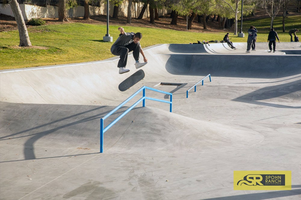 Treflip on the A-Frame by Powell Peralta Vincent Luevanos at Victorville Skatepark, CA