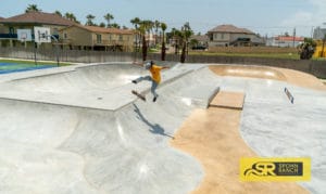 Mikey Whitehouse has a pretty switch 360 flip. At South Padre Island Skatepark in South Padre Island, Texas