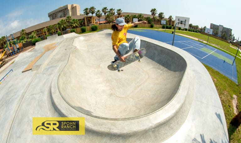 South Padre Island Skatepark in Texas home to many a frontside flip by Mikey Whitehouse. Built by Spohn Ranch Skateparks