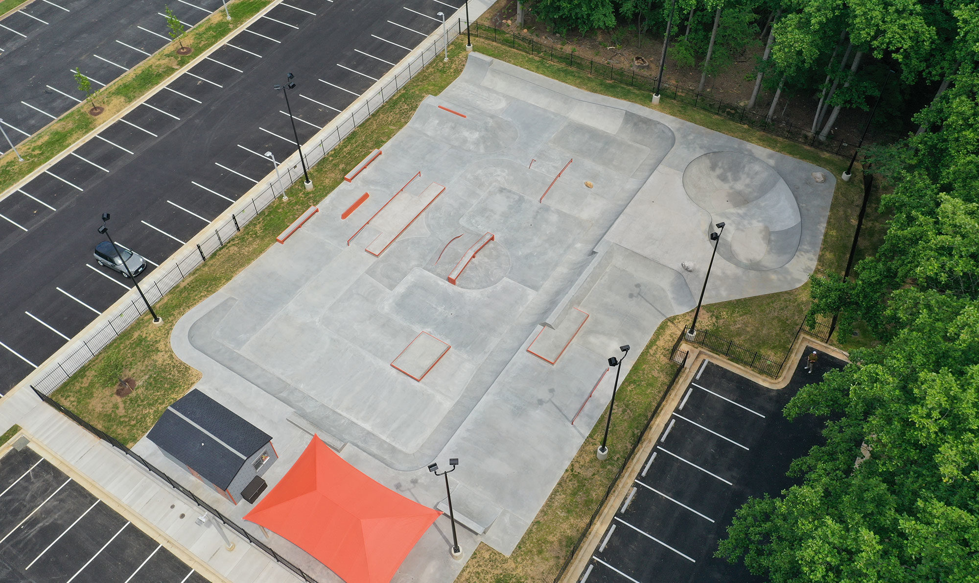 Spohn Ranch Skateparks design build of the new street plaza with bowl Rockville Skatepark