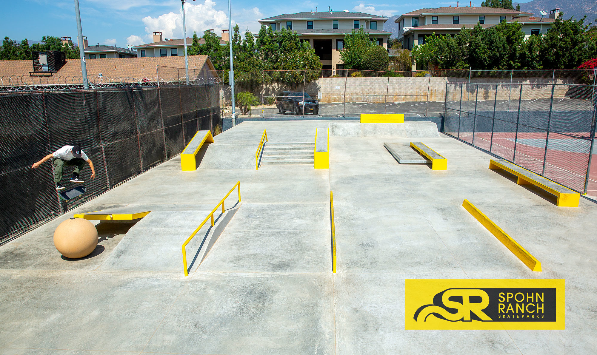 La Pintoresca Skatepark designed by Spohn Ranch with Cookie Colburn Kickflip over the bollard