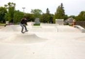 Fakie Manny by Randy Ploesser at Grand Forks Skatepark designed and built by Spohn Ranch